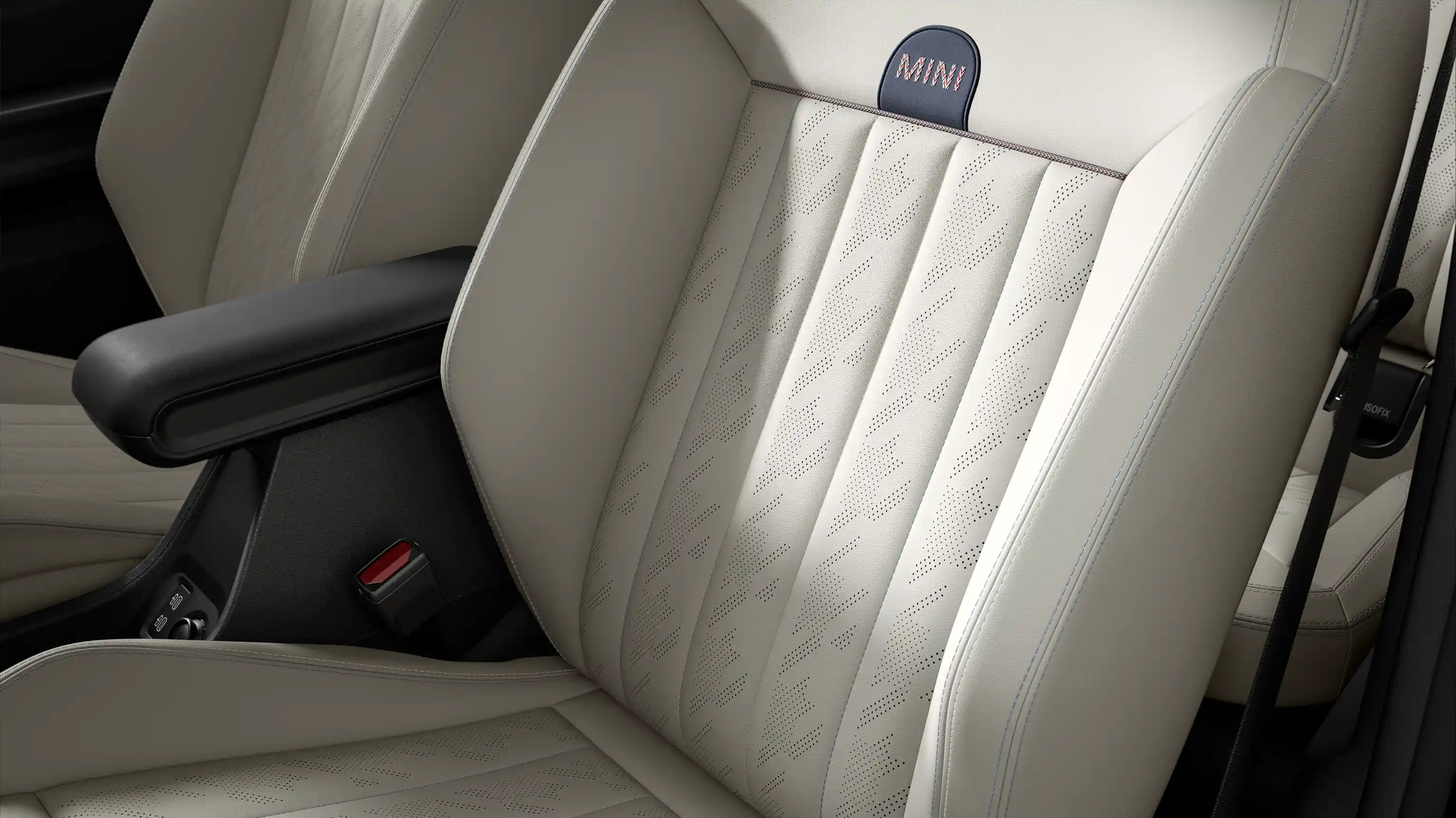 View of the MINI Cooper Convertible Favoured Style seats in Beige Vescin