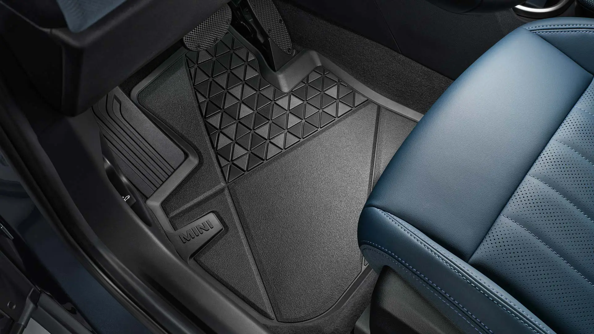 MINI All-Weather Floor Mats for the front of vehicle interior.